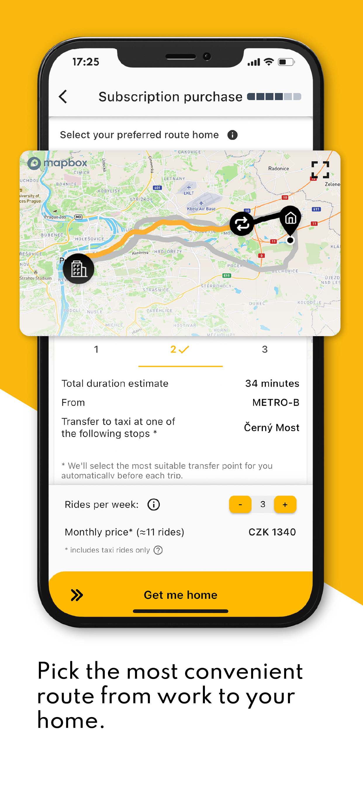 Promotional picture of Mileus app showing screen with parameters of journey.